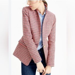 J Crew Regent Blazer Womens houndstooth red white blue wool size 12